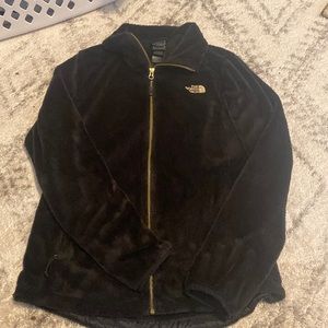 Black and Gold North face fuzzy jacket
